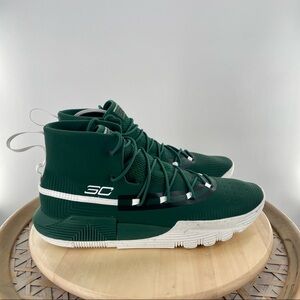 Under Armour Dark Green and White High-Top Sneakers